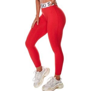 Saski Collection Women's High-Waisted Red Leggings Size S